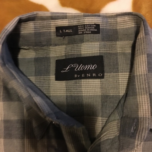 Green Plain Enro button down size L Tall - Picture 6 of 6
